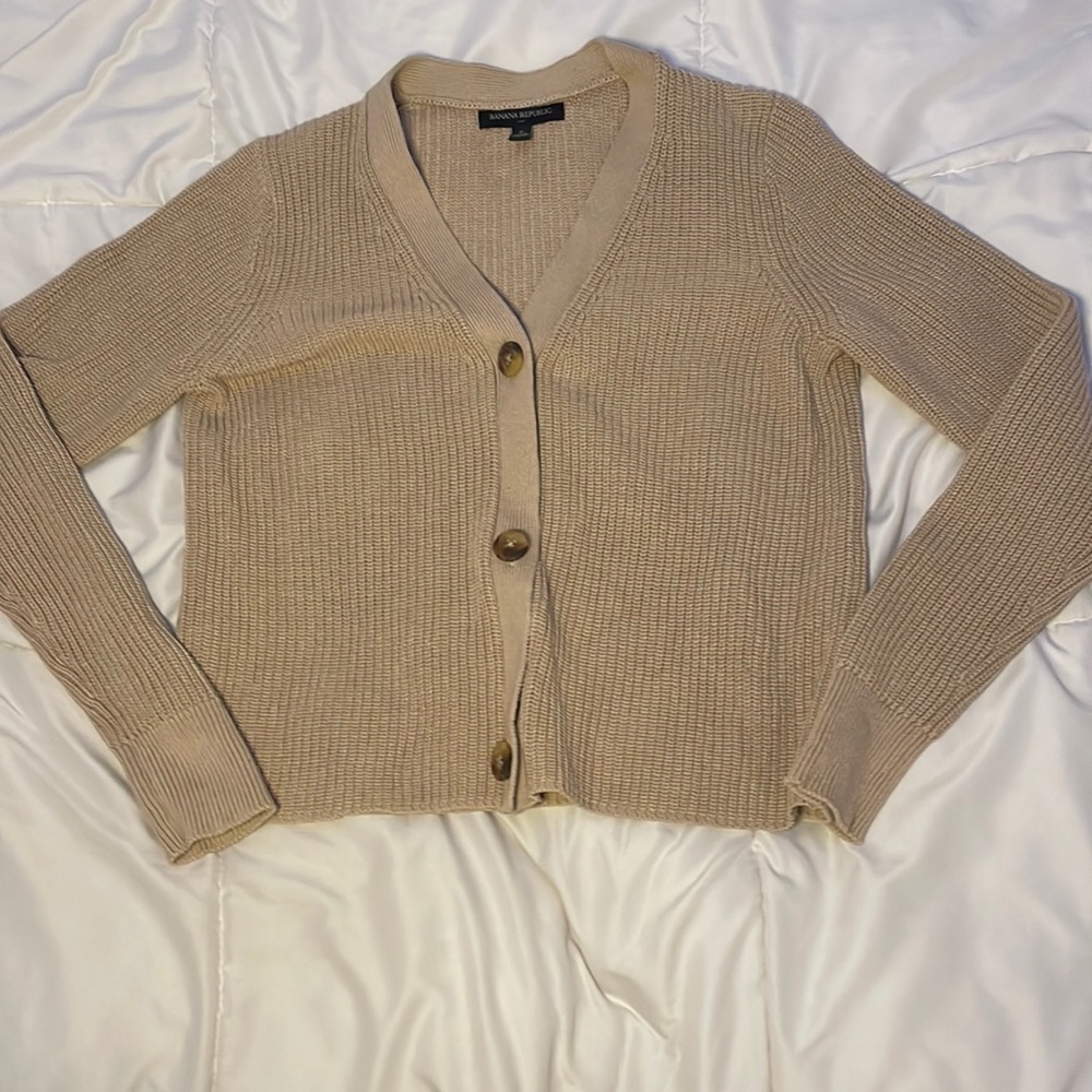 Banana Republic Knit Light Brown Button Up Cardigan S
